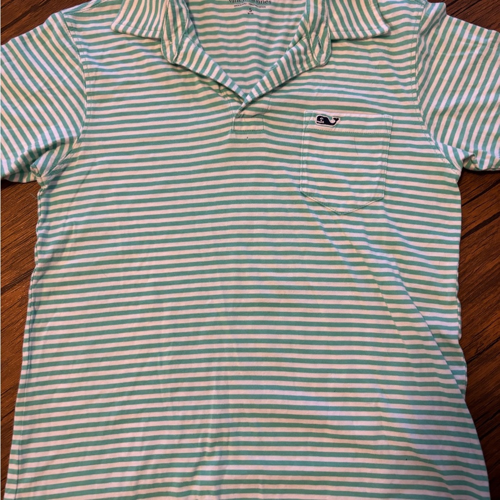 Vineyard Vines Teal and White Striped Top